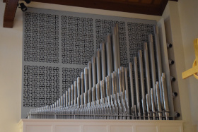 First Presbyterian Church, East Aurora, NY after work close up